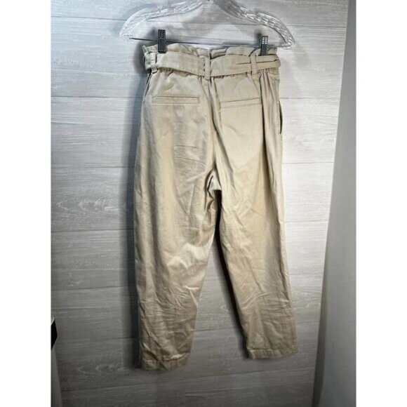 Loft Womens High-Waisted Khaki Tie-Waist Tapered Pants Cotton Blend Size 0P - Picture 3 of 5